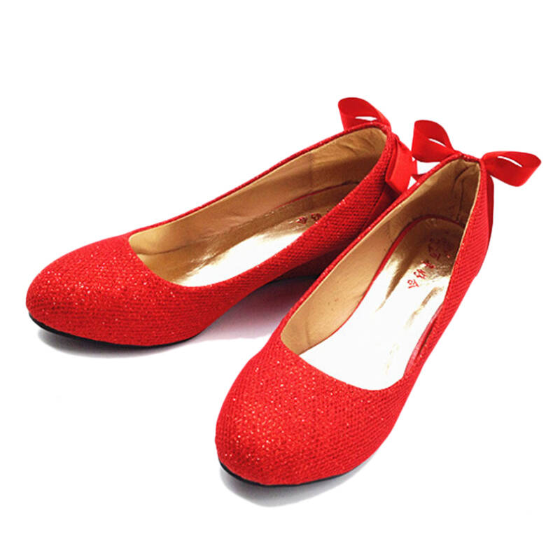 可情小美 老北京红色平底布鞋女尖头女鞋舒适软底婚鞋 cxy01 cxy07