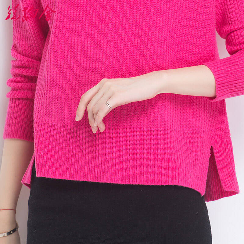 女套头毛衣冬短款 2015秋冬新时尚韩版纯色长袖圆领宽松针织衫050014