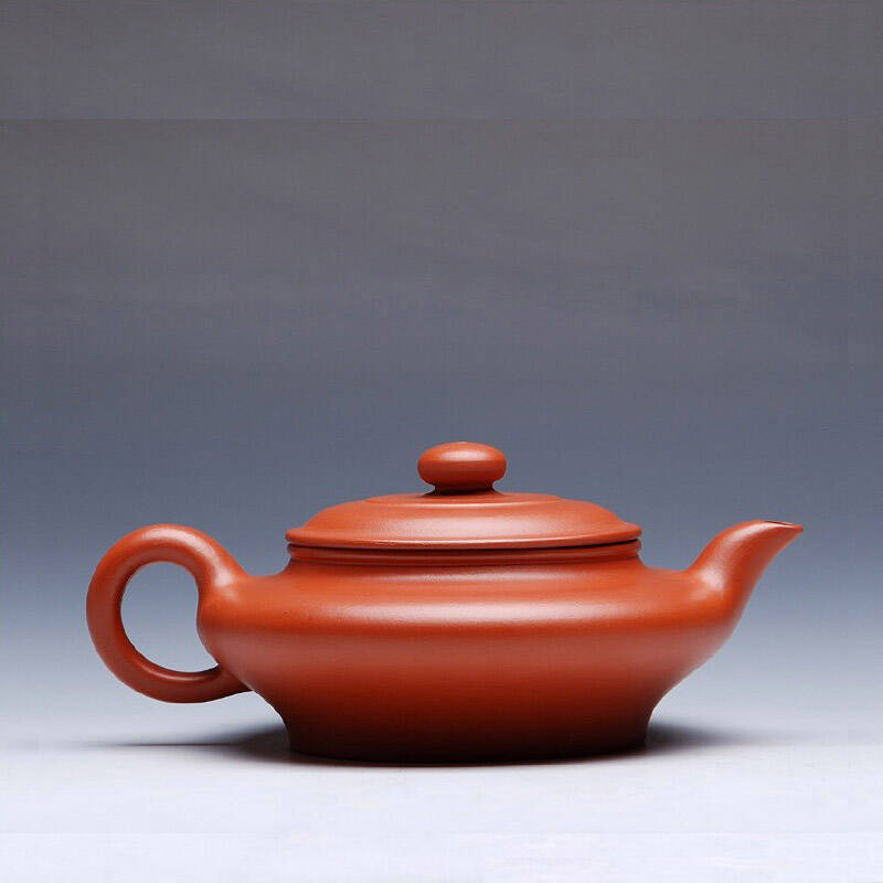 美典(meediea)宜兴名家紫砂壶 国家助工王红娟朱泥虚扁壶240ml