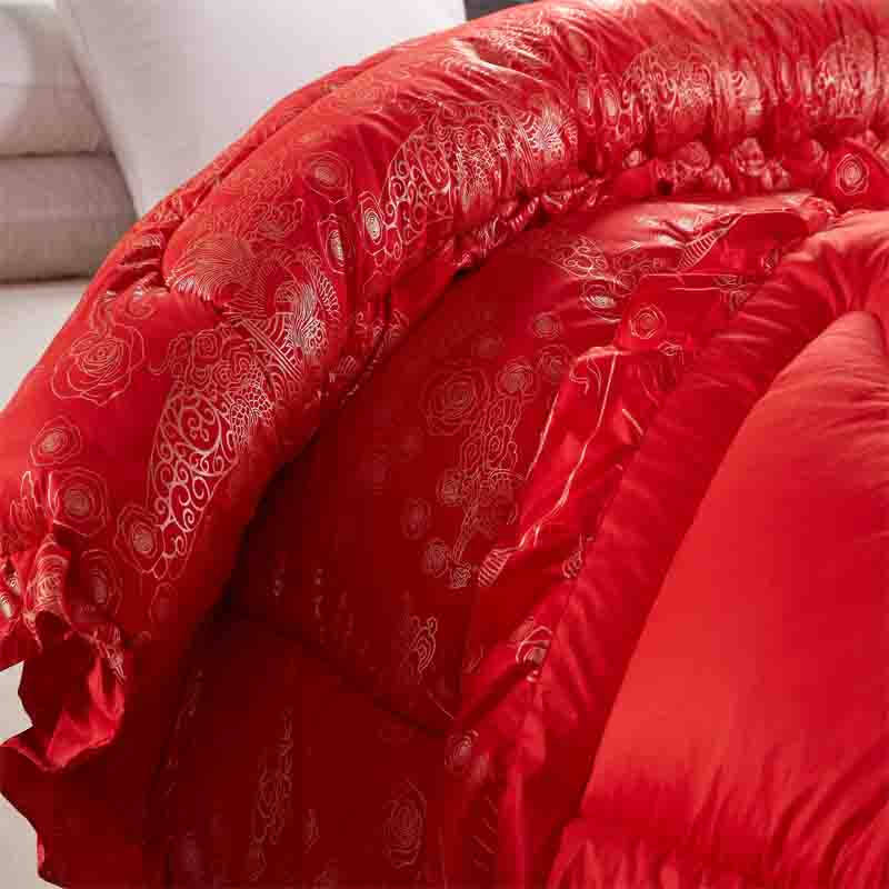 星月恋家纺双喜婚庆被春秋被婚庆冬被双人被子 龙凤双喜红色 220*240