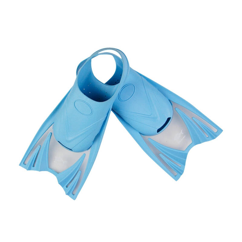 水之星儿童脚蹼 儿童短脚蹼 潜水小脚蹼 游泳浮潜脚蹼 浅蓝色 s