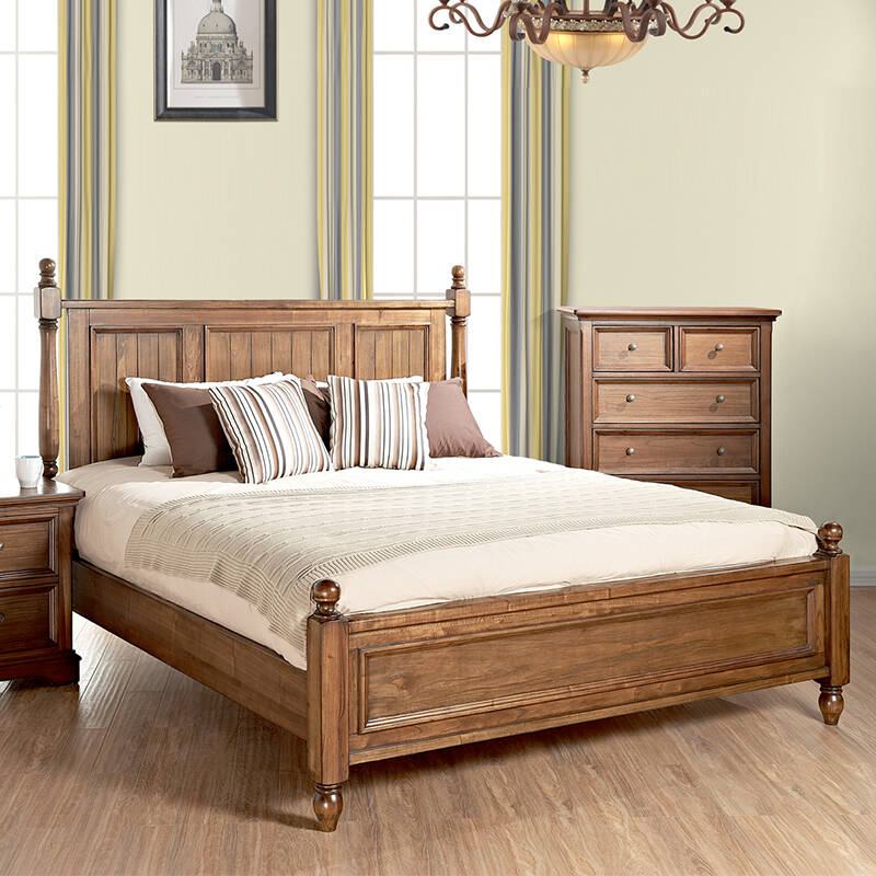 巢趣 美式床实木床 美式乡村床 美式家具 实木家具 双人床 1.