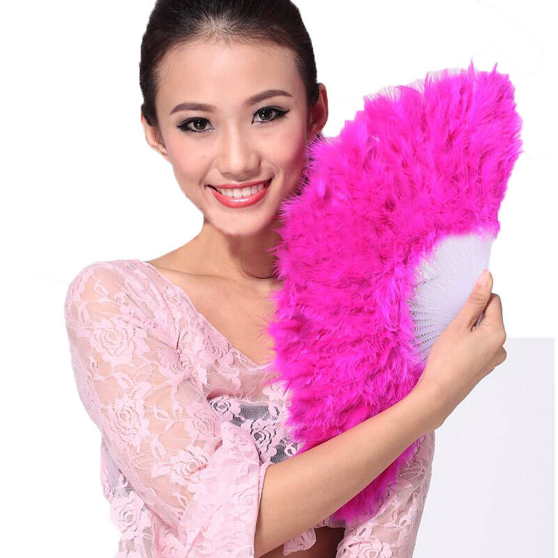 肚皮舞扇子舞扇子 肚皮舞舞蹈表演道具 肚皮舞羽毛扇 火鸡扇 玫红