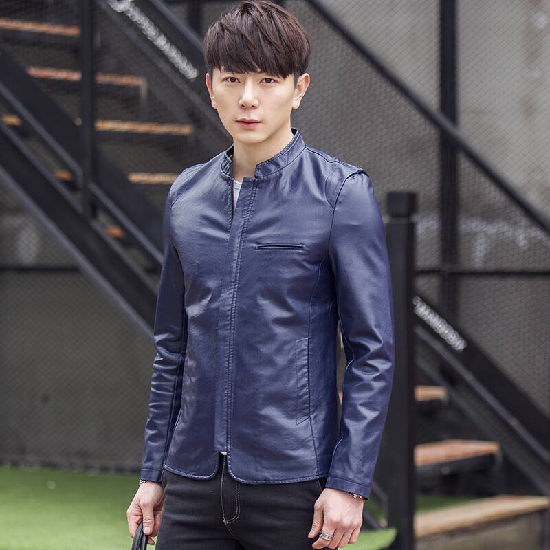 2016春装新款皮夹克男士韩版潮流时尚欧美风格皮夹克外套男 黑色 m