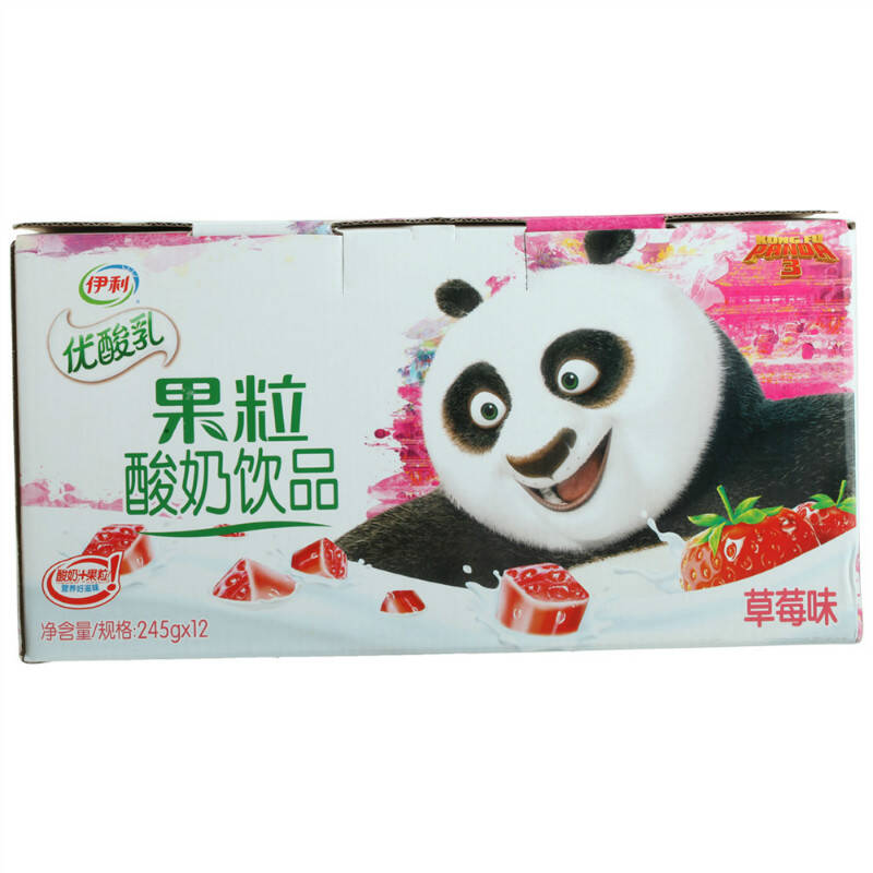 伊利 伊利优酸乳果粒酸奶饮品草莓味245g*12
