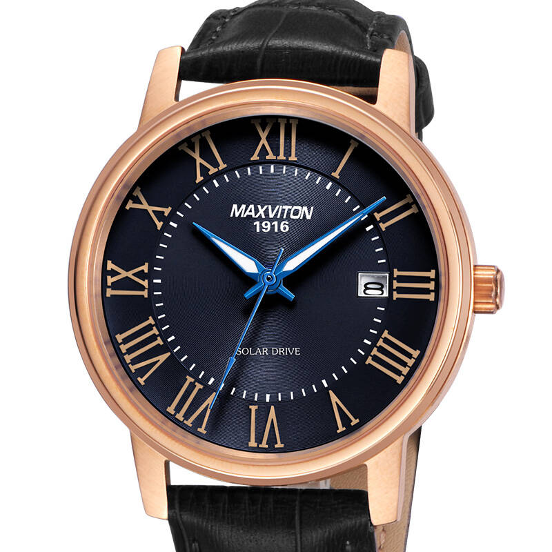 玛斯威顿(maxviton)手表 瑞士品牌男表钢带手表光能表商务手表 em1212