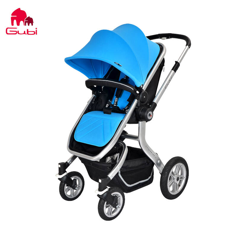 咕比gubi 婴儿推车童车208b高景观双向四轮婴儿车 铂金版清爽蓝 充气