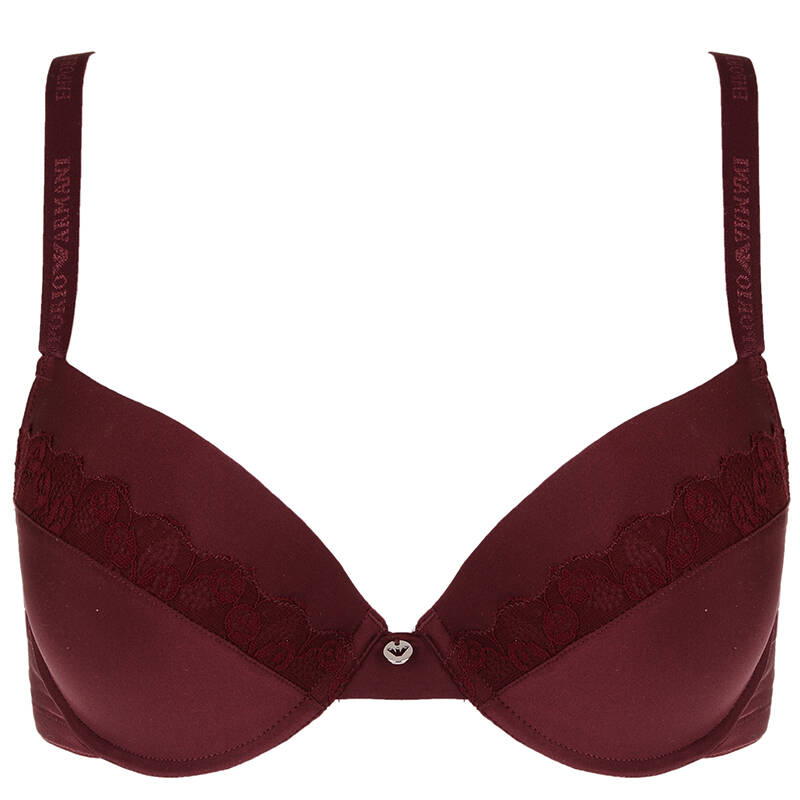 emporio armani 阿玛尼 女士暗红色锦纶全杯文胸 163376 5a202 02976