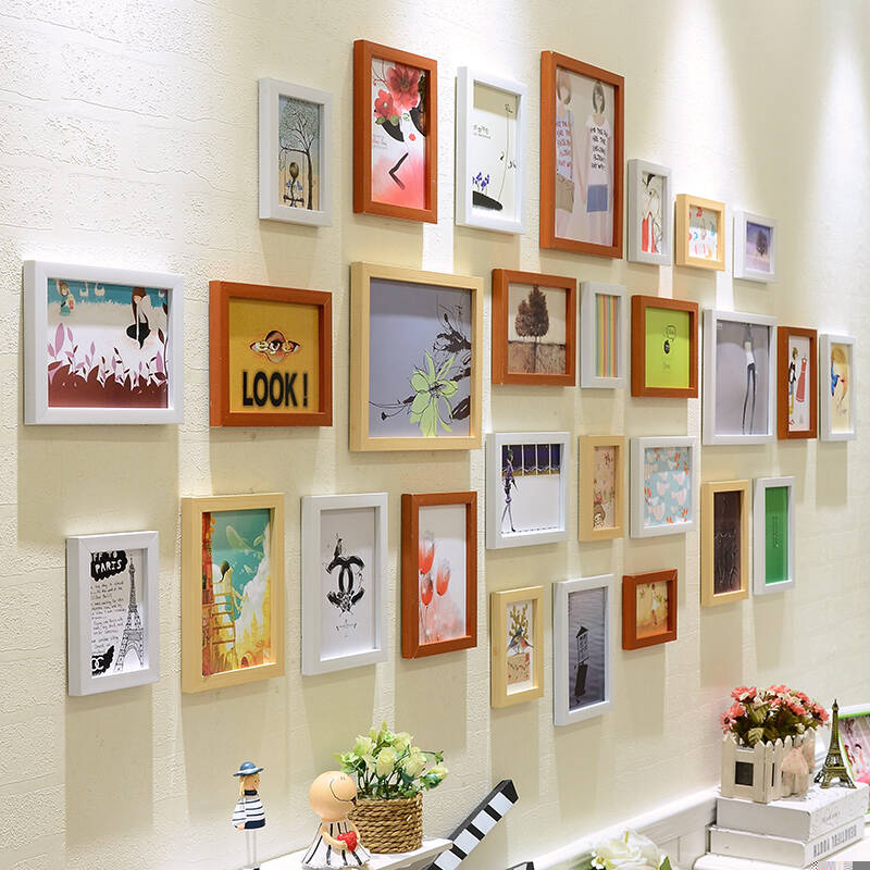 恋居28框欧式超大客厅照片墙 相框墙相框创意挂墙组合 心形相片墙 白