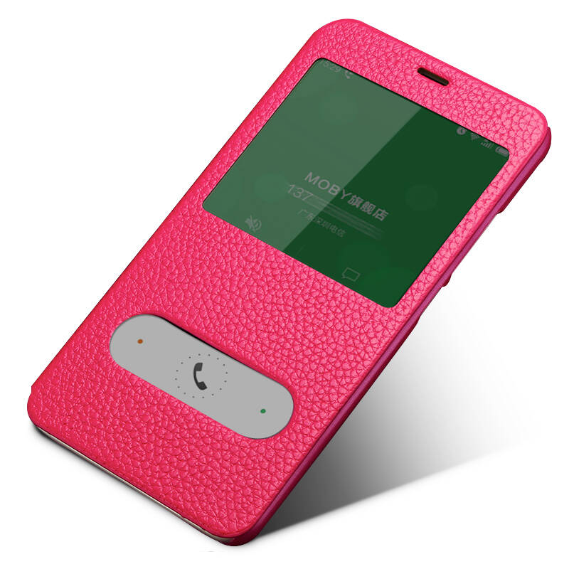 moby手机壳真皮手机套5.5寸翻盖式保护壳皮套 适应于魅蓝metal 宝蓝色