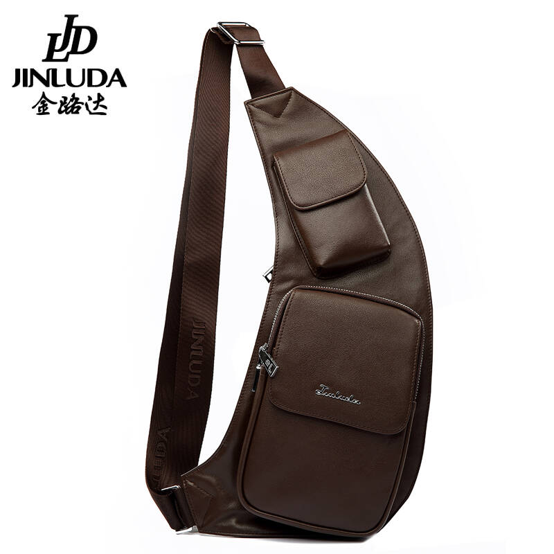 金路达jinluda男士胸包男包斜挎包潮流休闲单肩包头层牛皮胸前包真皮