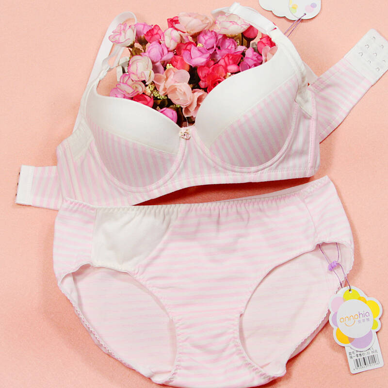 安菲雅少女文胸内裤套装 t-183 软钢圈聚拢侧收中杯棉质学生内衣75