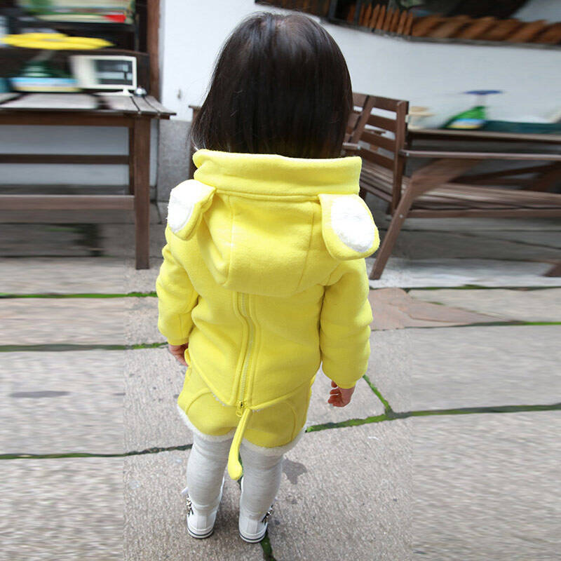 可爱耳朵儿童套装长袖秋装女童宝宝1-2-3岁上衣 裤子加绒款萌萌哒中