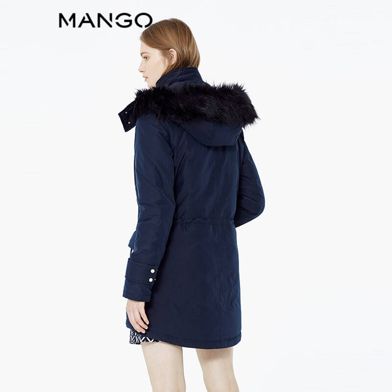 mango羽绒服系列蓝色可脱卸兜帽休闲羽绒服5304880056 蓝色 160/80a