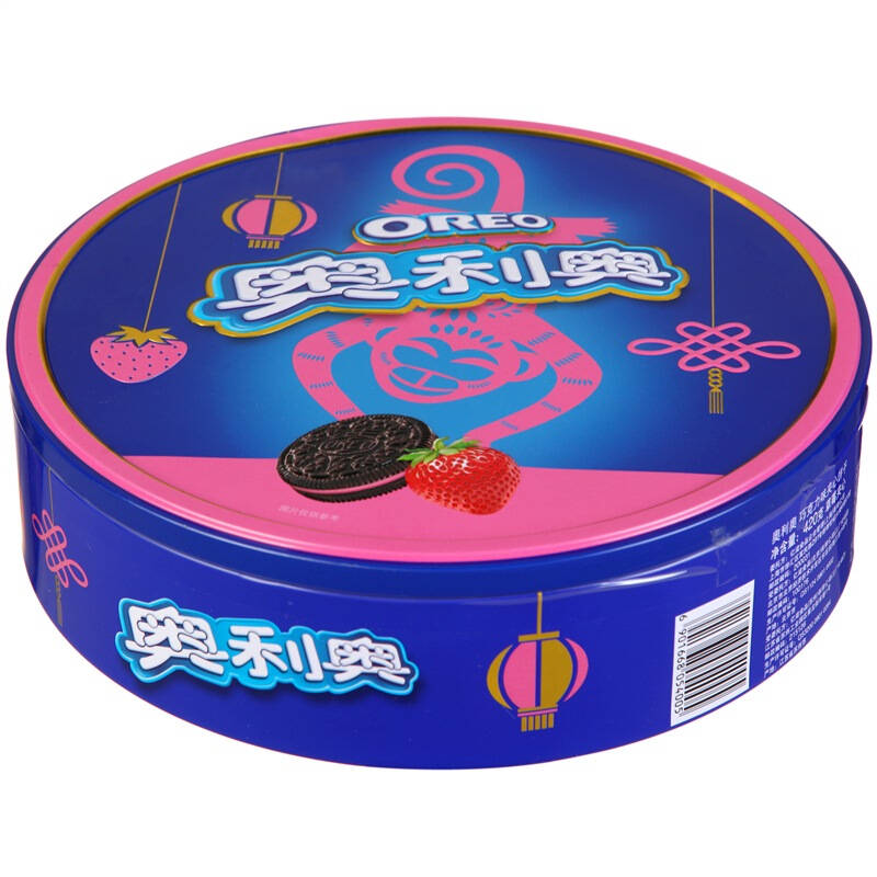 奥利奥(oreo)夹心饼干新年礼听草莓口味420g(礼袋随机发放)