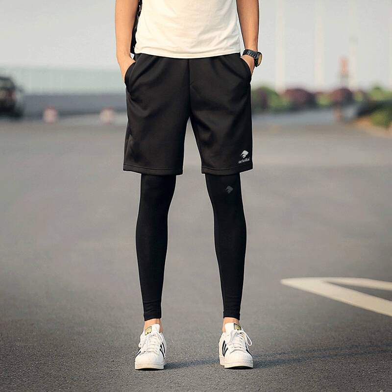 夏季男士跑男同款弹力运动短裤潮男短裤日系学生运动弹力裤 黑色 l 75