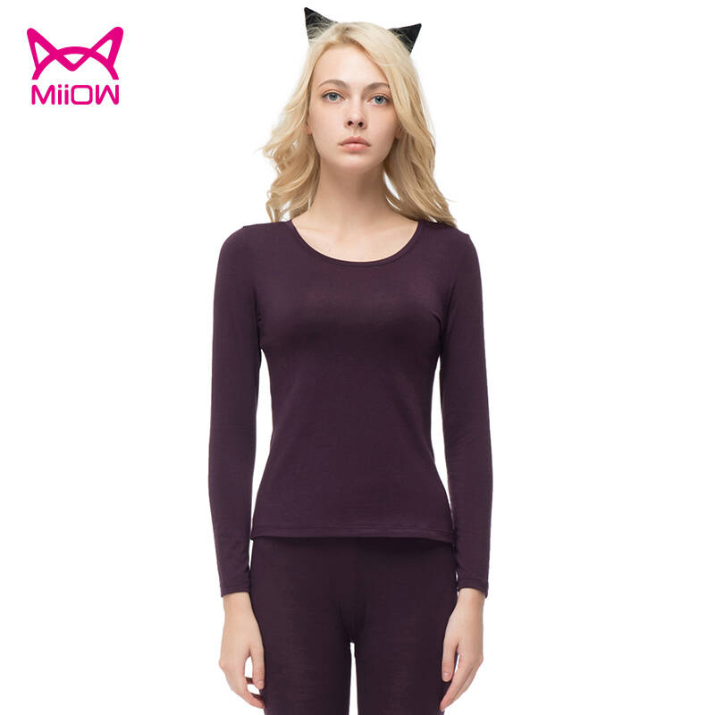 猫人秘密u431001/真丝美雅碧圆领女套 暗红色 l