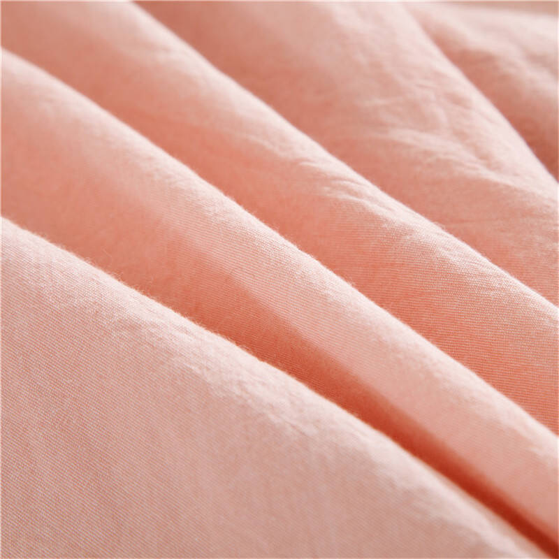 贝阳家纺 床笠款水洗棉纯色四件套全棉床单款床品套件 粉玉色 1.