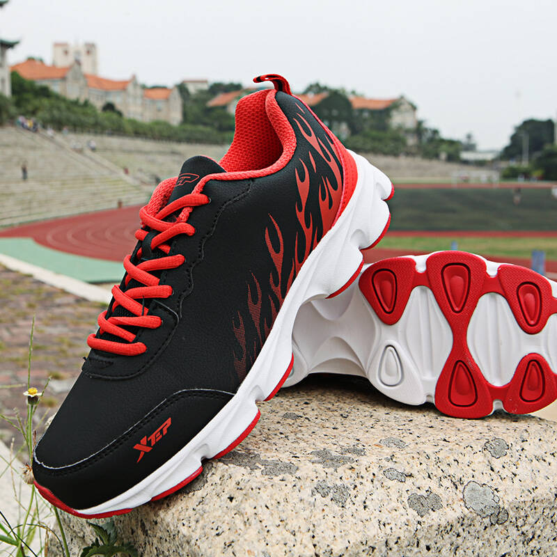 特步男鞋运动鞋春夏季跑步鞋男旅游鞋烽火皮面网面慢跑鞋男款 9589