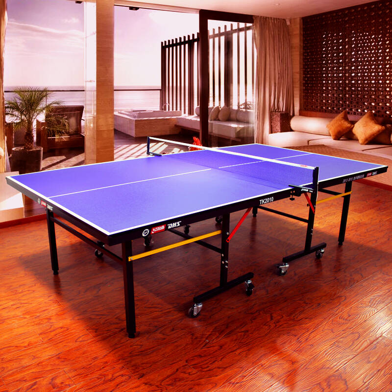红双喜乒乓球桌家用标准移动折叠乒乓球台 黑腿tk2010