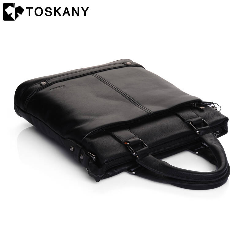 京东配送 托斯卡尼(toskany)真皮男包单肩包竖款手提包斜挎包头层牛皮