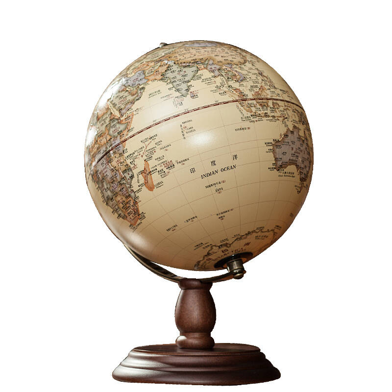天屿20cm仿古浮雕地球仪中英文高清立体复古书房装饰摆 直径20cm跟