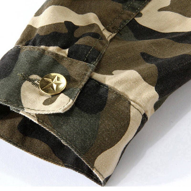 秋装新款男装韩版时尚休闲迷彩服夹克上衣 短款风衣外套男 白色迷彩 l