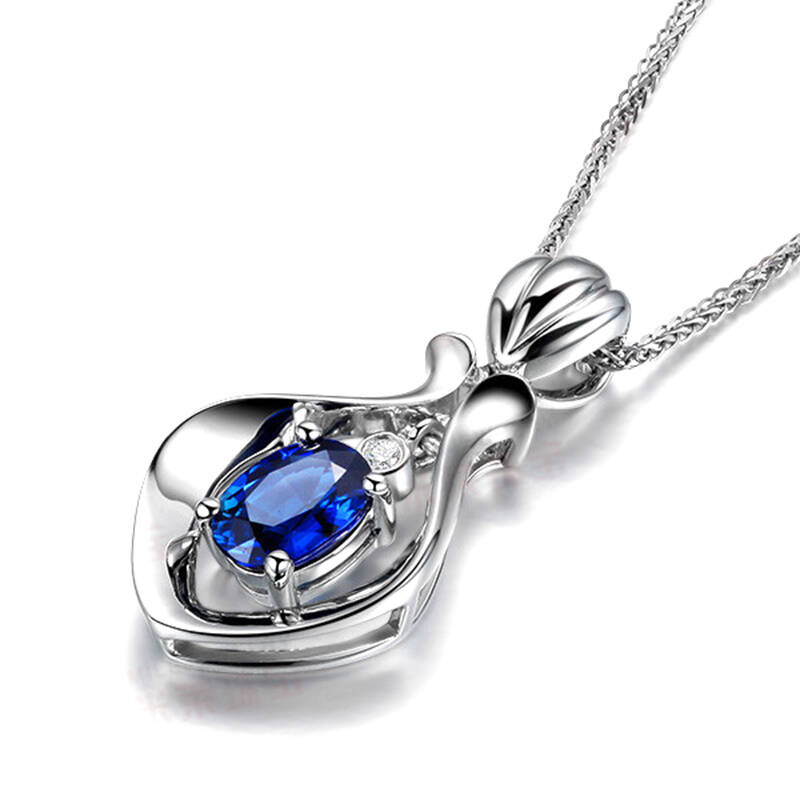 01克拉湛蓝宝石吊坠 18k金镶嵌彩色宝石 10个工作日高级定制1.01克拉