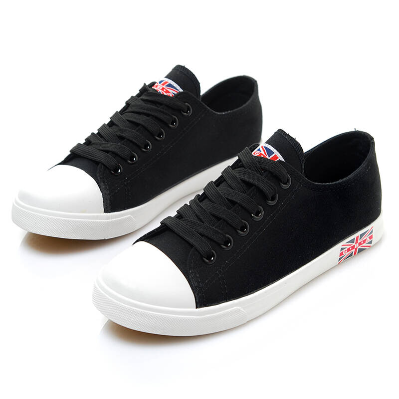 申马米字男士低帮帆布鞋男生日常休闲鞋学生系带纯色板鞋k82 黑白 42
