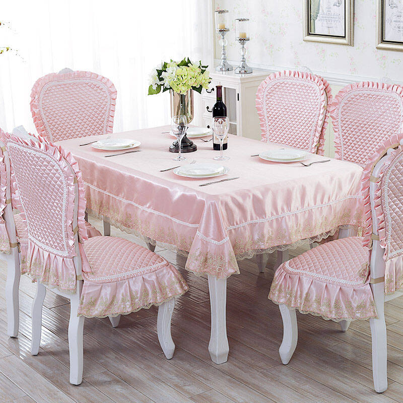 Gorgeous Style Tablecloth European Dining Table Cloth Fabric Chair Gorgeous Style Tablecloth European Dining Table Cloth Fabric Chair Set Embroidery Craft Dinner Mat Edition Flower Open Pinellia Blue