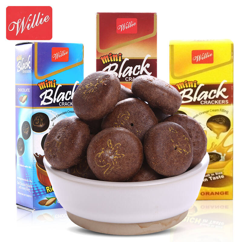 威力迷你巧克力黑饼干任选 印度尼西亚进口饼干 提拉米苏味黑饼干45g