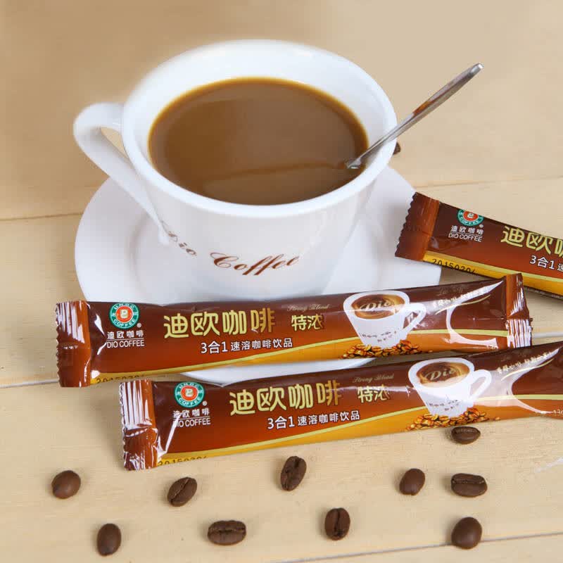 迪欧咖啡(dio coffee)三合一速溶咖啡 特浓13克×100条×1袋