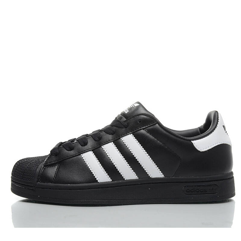 adidas阿迪达斯 经典三叶草贝壳头男女休闲系列复古板鞋 665595 黑白