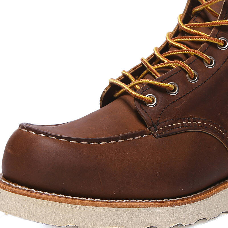 red wing 紅翼 男士深棕色牛皮黃色鞋帶高幫6寸工裝靴 08880-0