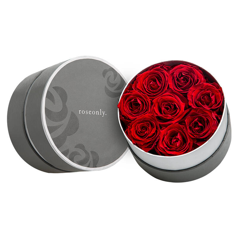 roseonly 玫瑰永生花礼盒满满的爱柔情嫣红圆盒女生情人节礼物