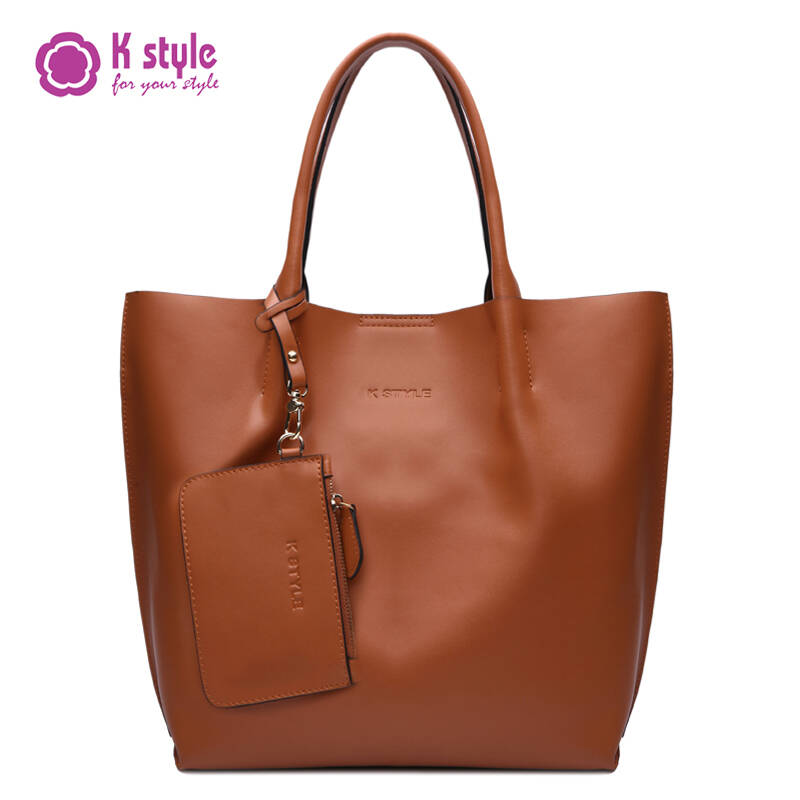 kstyle凯丝莱尔牛皮极简百搭大容量欧美复古手拎单肩女包kbooh1887