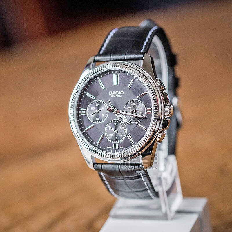 服务】卡西欧(casio)男表 商务日历星期男士手表 黑盘皮mtp-1375l-1a