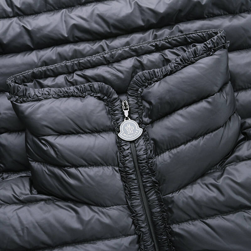 moncler 蒙口 女士黑色横纹长款拉链羽绒服 4999400 53048 927 3码