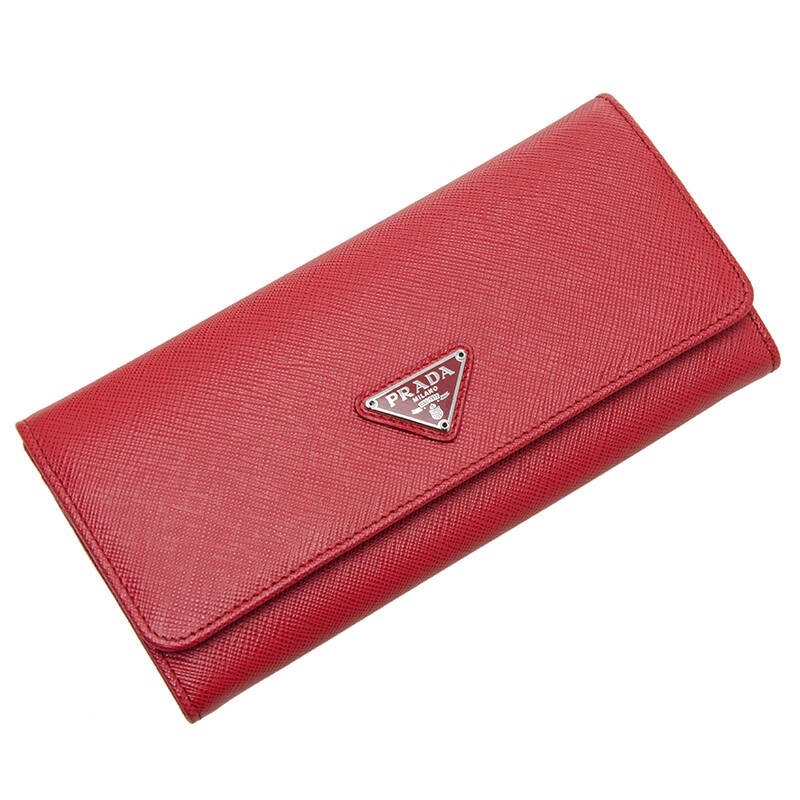 prada 普拉达 女士红色牛皮长款翻盖钱夹 1mh132 qhh f0rga