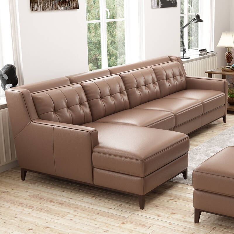 皮沙发 客厅组合转角皮艺大小户型 f76 国产中厚黄牛 单 双 贵妃坐右