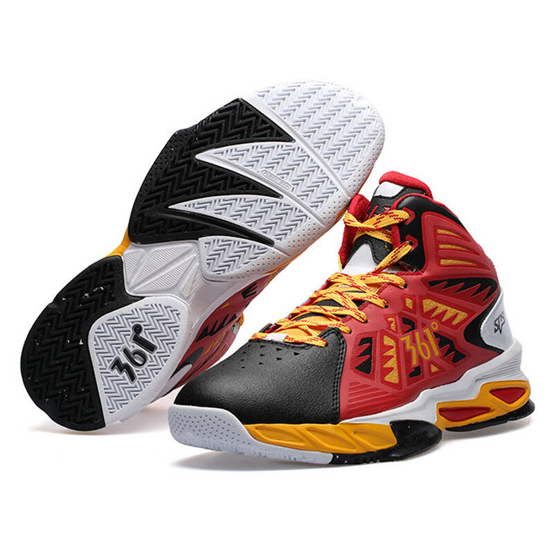 闪购自营 361度 男款高帮篮球鞋 571611101 红/骑士黄 42