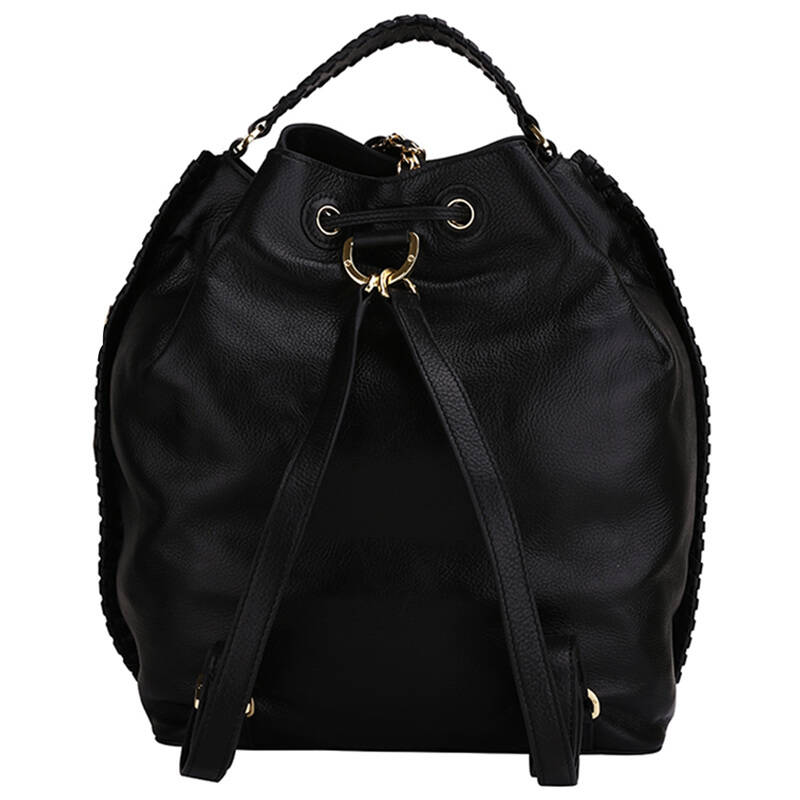 tory burch 托里.伯奇 女士黑色皮质中号水桶包 12159767