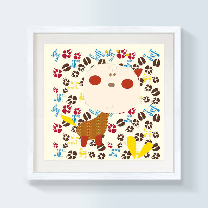 客厅壁画卧室床头画小清新卡通儿童房挂画 6059-4 70cm*70cm白木纹框