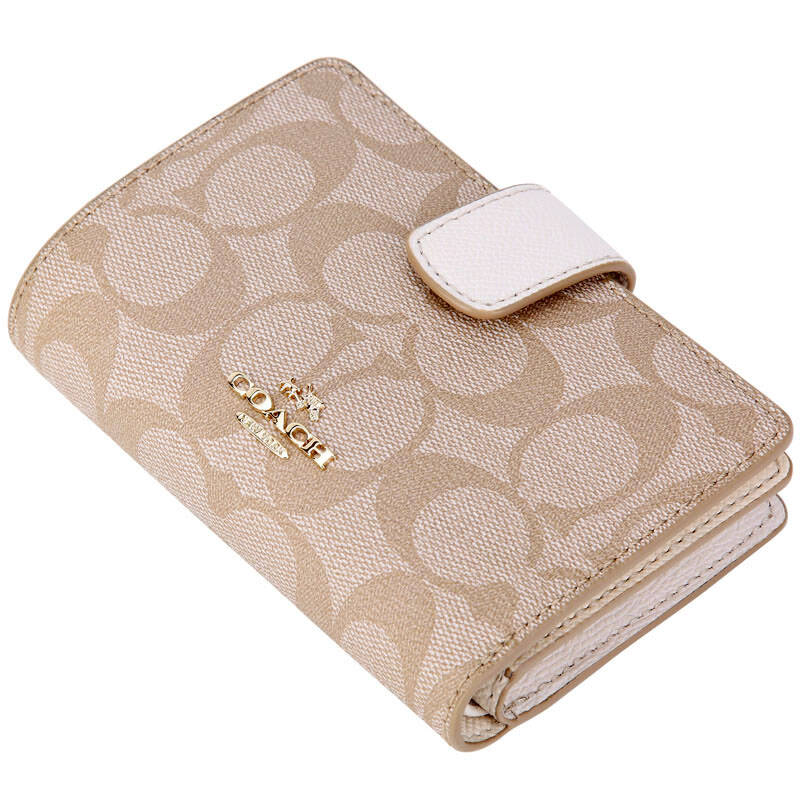 coach 蔻驰 女款卡其白色pvc中短款钱包钱夹 f53562 imdqc (53562