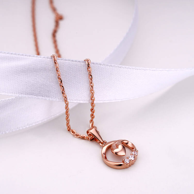 宝缘[温婉]时尚925彩银项链女款锁骨链 优雅气质9银吊坠 生日礼物送