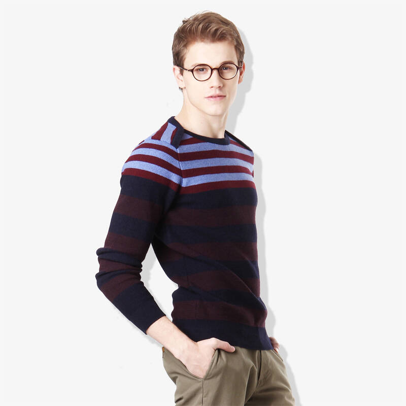 beanpole韩国三星 男装新款套头修身潮羊毛毛衣外套 bc3a512a5 深蓝色