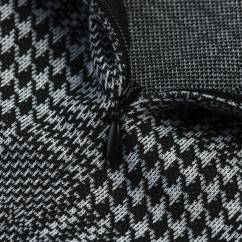 伊2014秋装韩版女装修身千鸟格圆领长袖拼接蕾丝上衣|5070 黑灰格子 m