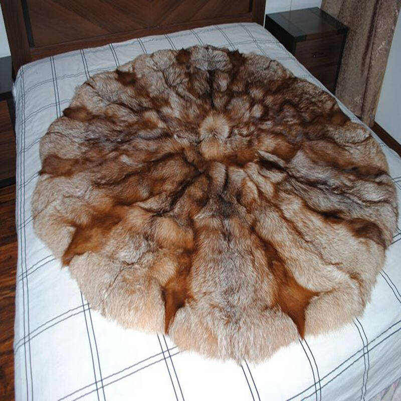 2015年 新款13张狐狸毛整皮地毯地垫 时尚大气皮草圆形家居地毯地垫