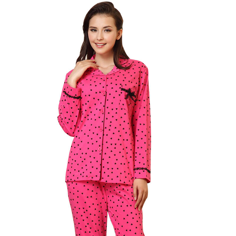 芬腾(fenteng)3262 芬腾睡衣女纯棉长袖春秋季家居服套装有加大码 玫