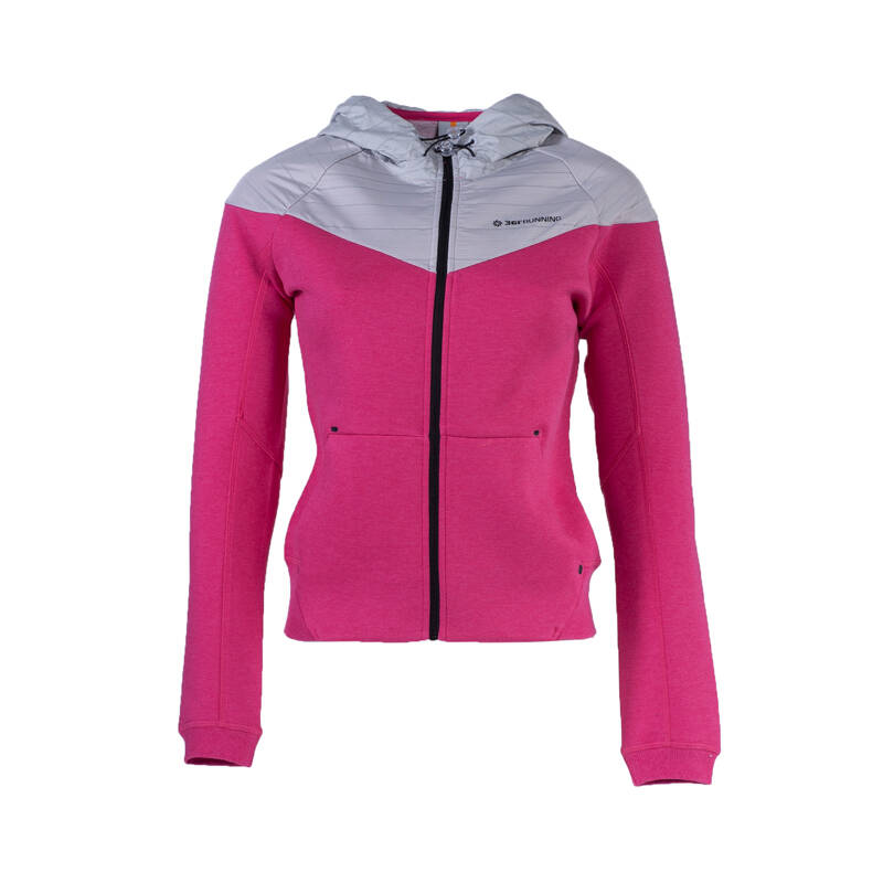 361度女装连帽运动卫衣冬季防风保暖运动外套女361运动服 l 粉 4xl